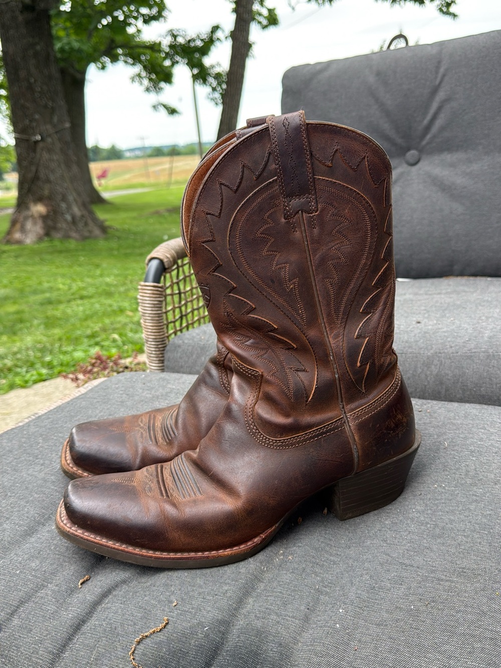 Ariat Brown Embossed Leather Western Boots